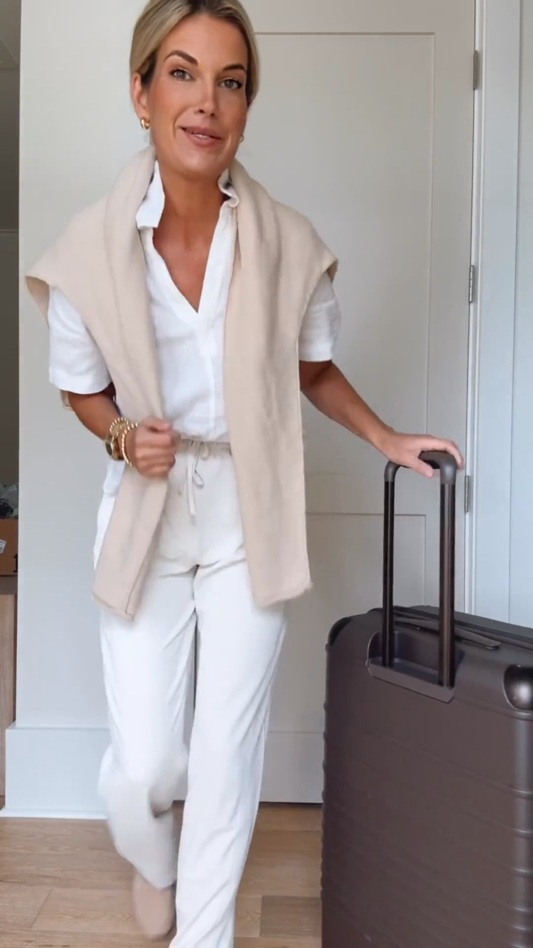 Wrinkle resistant material. I am 5’11” in size small tall.  On the spanx site use new customer code RACHELXSPANX for 15% off and free shipping.  Small top. If between sizes on the shoe size up.  Travel outfit.  Tall friendly.

#LTKSaleAlert #LTKootd #LTKTall