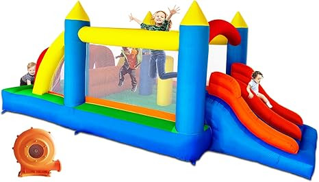 HuaKastro 16.3x7FT Kids Inflatable Obstacle Bounce House with Dual Racing Slides, Crawl Tunnels, ... | Amazon (US)