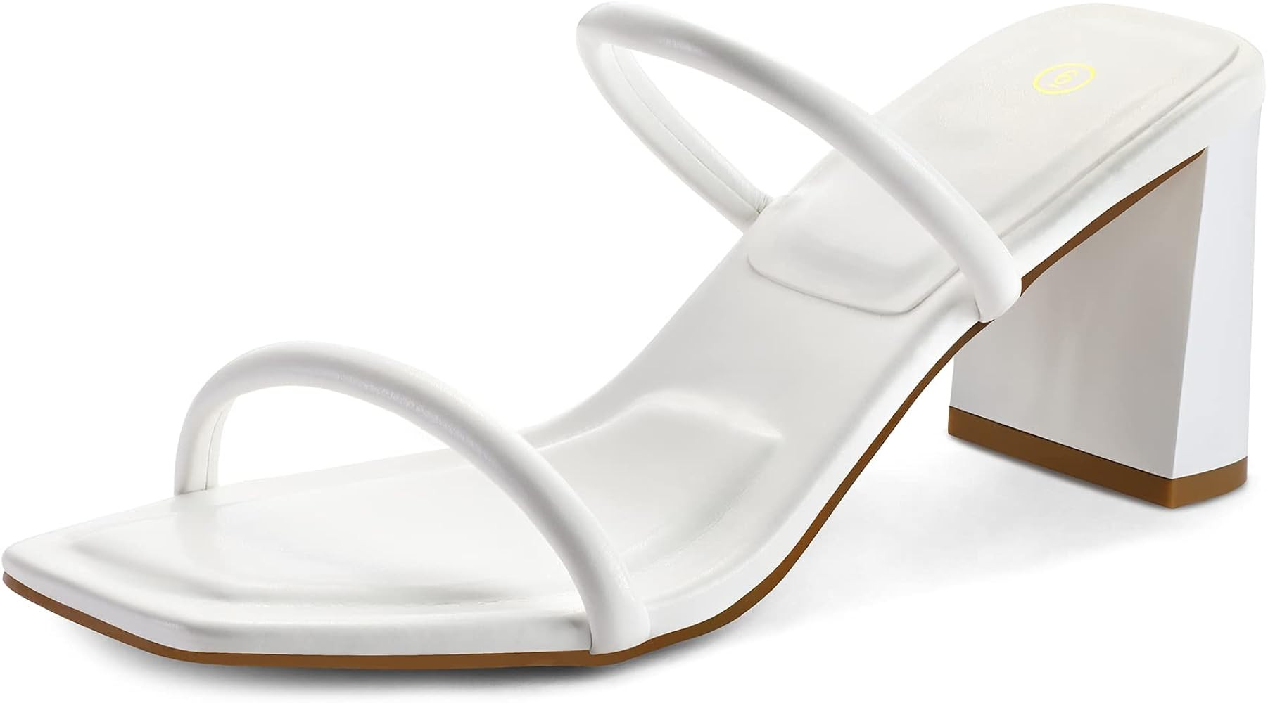 mysoft Women's 3 inch Block Heel Square Toe Sandals Two Straps Mules Backless Slip On Dress Shoes | Amazon (US)