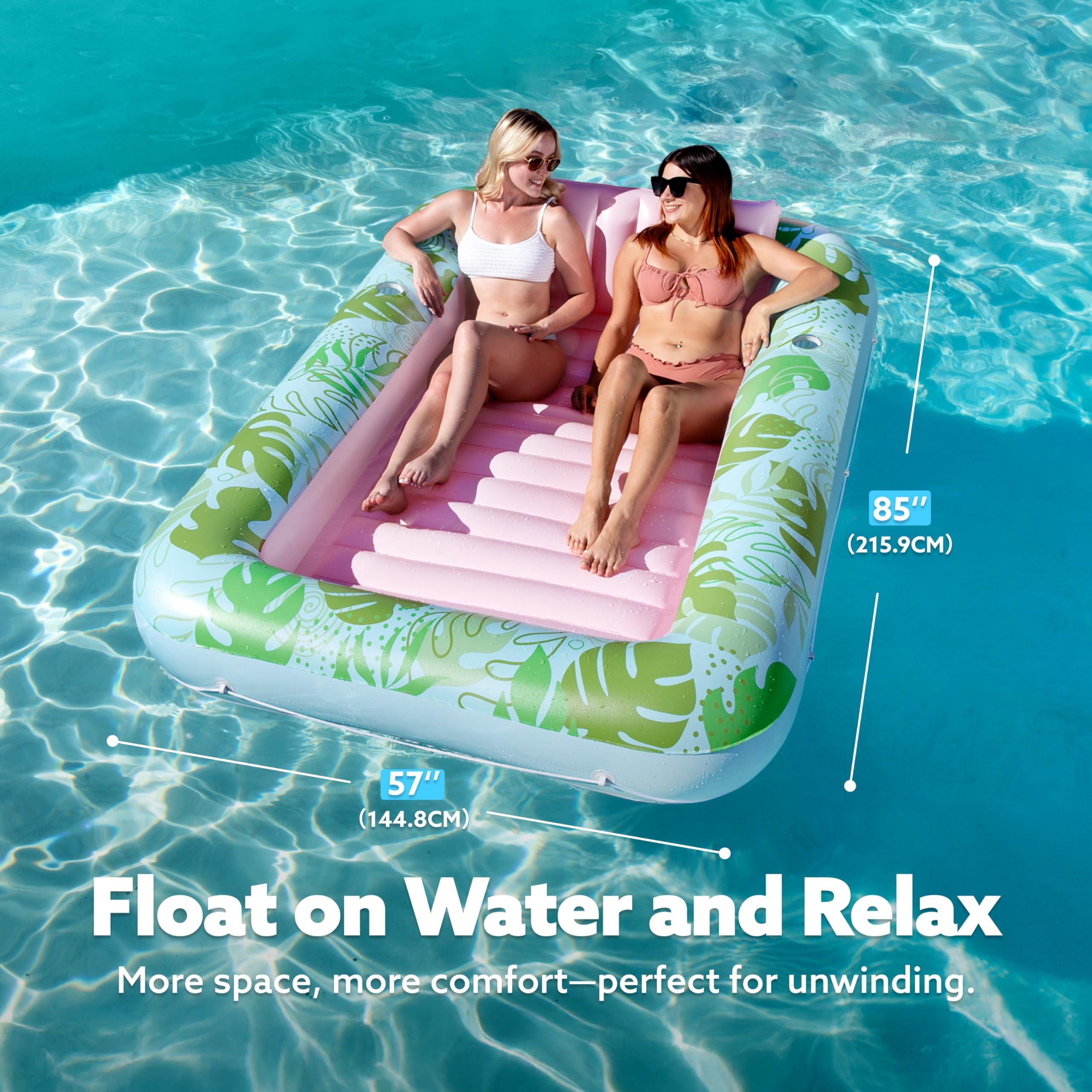SLOOSH Inflatable Tanning Pool Lounger Float, 85" x 57" Extra Large Pool Floats Adult with Pillow... | Amazon (US)