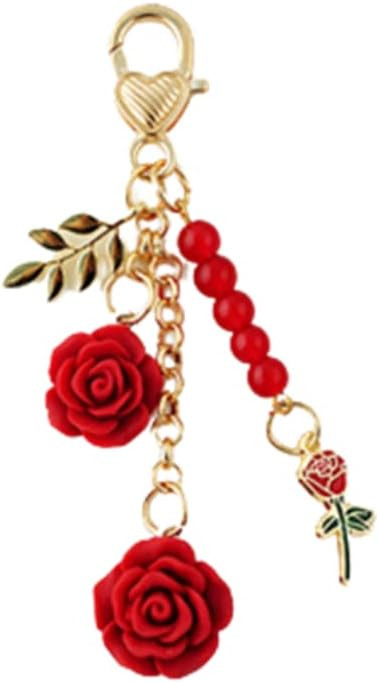 Fuqimanman2020 Rose Keychain Flower Charm Keychain with Chain Tassel Colorful Rose Pendant Keyrin... | Amazon (US)