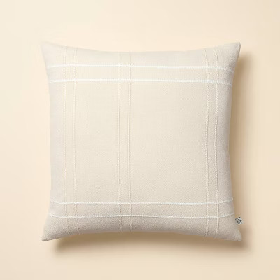 18"x18" Cross Stripe Square Throw Pillow Washed Tan - Hearth & Hand™ with Magnolia | Target