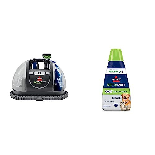 Bundle of Bissell Little Green Pet Deluxe Portable Carpet Cleaner, 3353 + BISSELL® PET PRO OXY Spot & Stain Formula for Portable Carpet Cleaners, 32 oz, 2034 | Amazon (US)