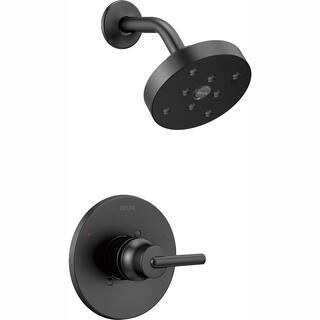 Trinsic 1-Handle Wall Mount Shower Faucet Trim Kit in Matte Black with H2Okinetic (Valve Not Incl... | The Home Depot