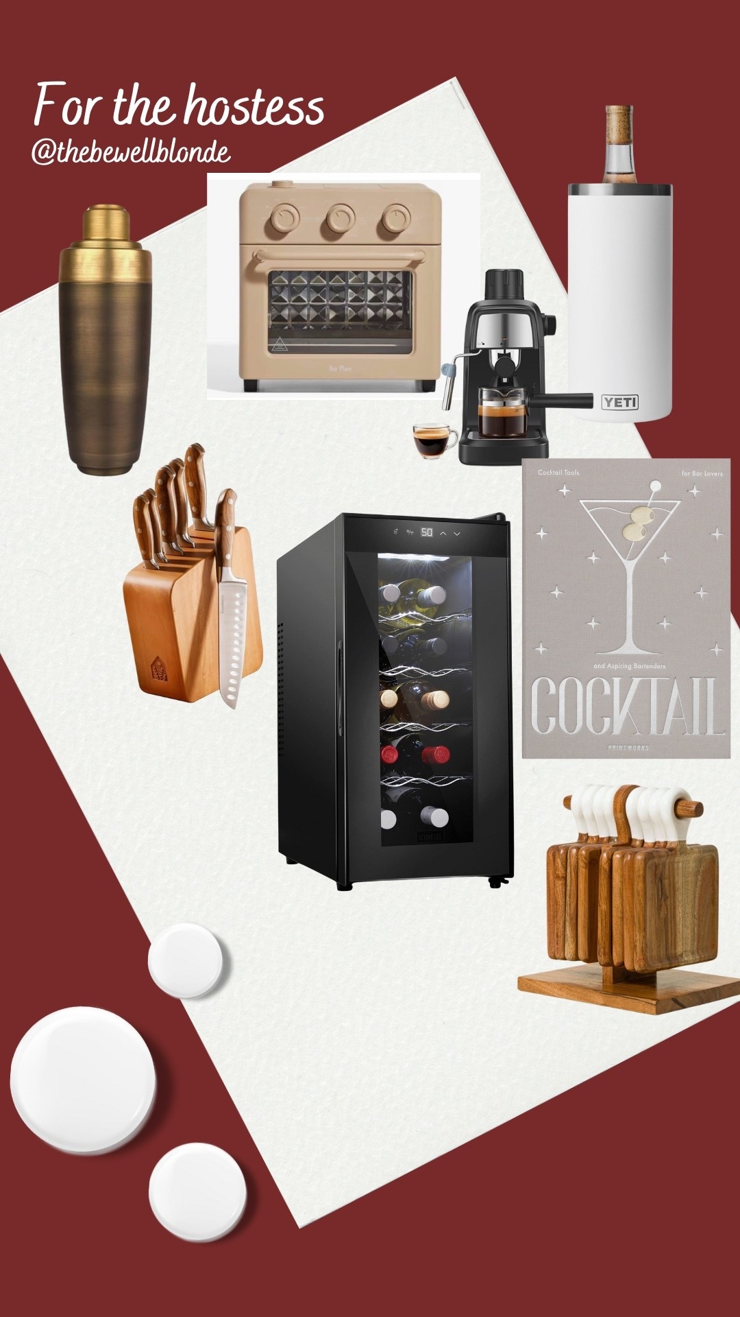 Wine fridge 
Knife set
Host
Hostess
Yeti
Coffee

#LTKGiftGuide #LTKSaleAlert #LTKFindsUnder100