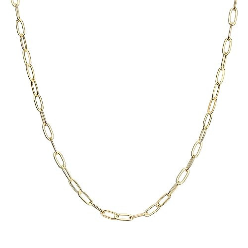 PAVOI 14K Gold Plated Paperclip Chain Necklace | Adjustable Necklaces for Women (S, Gold Plated) | Amazon (US)