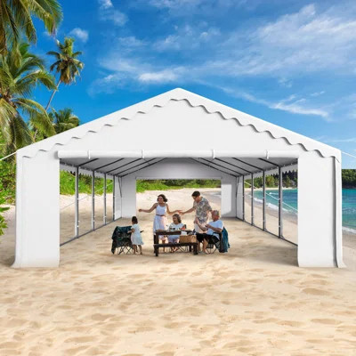 Syritta 20 Ft. W x 40 Ft. DSteel Canopy Tent With 6 Side Walls Heavy Duty Party Tents For Parties | Wayfair North America