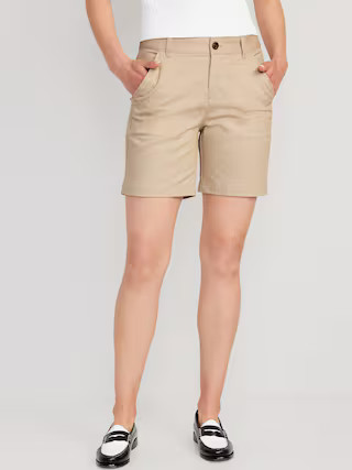 High-Waisted Uniform Bermuda Shorts for Women -- 7-inch inseam | Old Navy (US)