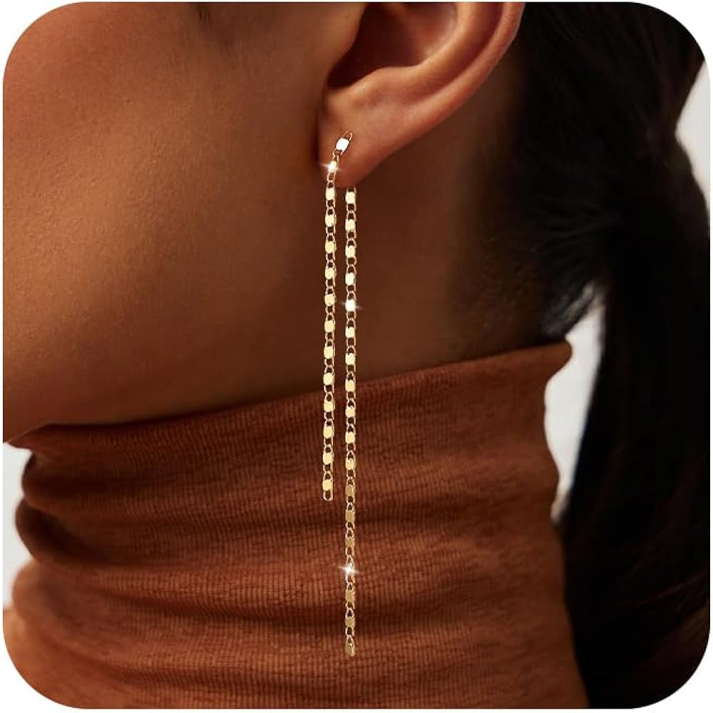 Gold/Silver Dangle Earrings for Women Dainty Long Tassel Drop Earrings Trendy, Hypoallergenic Dan... | Amazon (US)