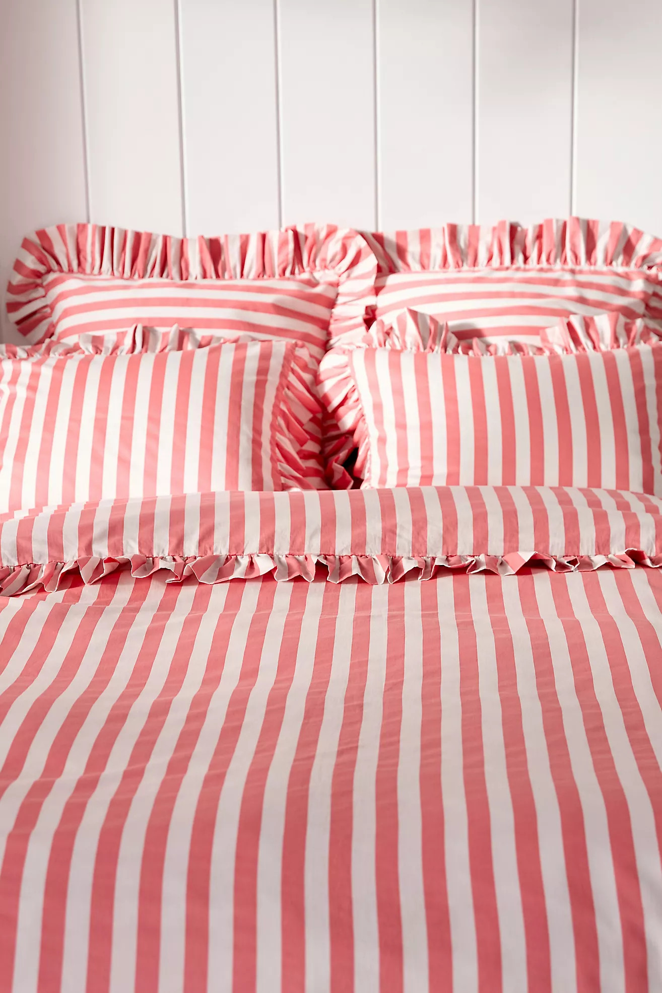 Maeve Cotton Striped Ruffle Printed Duvet Cover | Anthropologie (US)