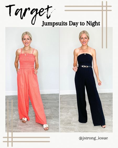 Target jumpsuits $35 and under. Coral jumpsuit is linen. Flowy and casual to wear during the day, has pockets. Black jumpsuit is dressy and can be worn for a special occasion, or night out. It is not petite friendly. I have to wear heels with it and I’m 5’1. Add a belt for an extra detail. Both come in more colors. 

#LTKFindsUnder100 #LTKStyleTip