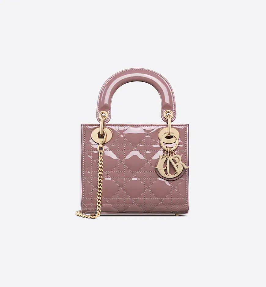 Mini Lady Dior Bag Peony Pink Patent Cannage Calfskin | DIOR | Dior Couture