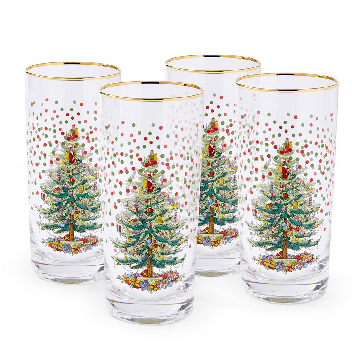Spode Christmas Tree Polka Dot Highball Glasses - Set of 4 | Target