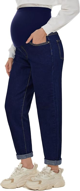 POSHGLAM Women's Maternity Jeans Over Belly Comfy Stretch Boyfriend Jeans Denim Pregnancy Pants, ... | Amazon (US)