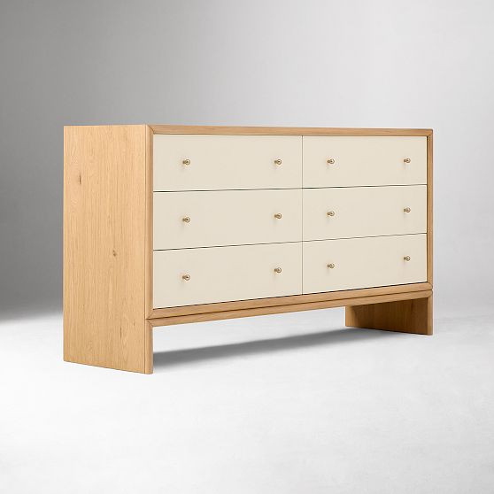 Miles 6-Drawer Dresser (60""), Ivory Lacquer and Blonde | West Elm (US)