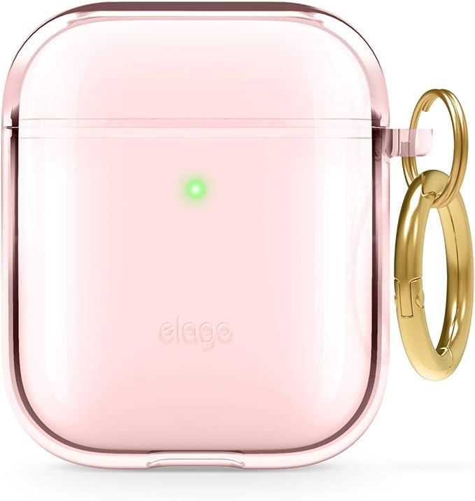 elago Clear Airpods Case with Keychain Designed for Apple Airpods 1 & 2 (Lovely Pink) | Amazon (US)