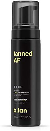 b.tan Self Tan Mousse - Tanned AF - Darkest Sunless Tanner for a 100% Natural, Fast, Ultra Dark T... | Amazon (US)