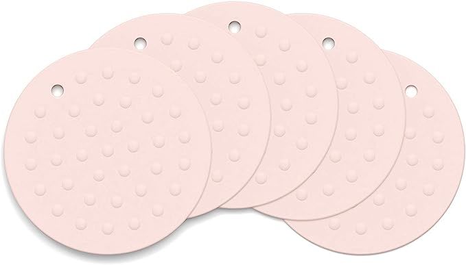 Silicone Trivet Mat Pot Holders, 5 Pack Heat Resistant Non-Slip Kitchen Trivets, Super Soft Flexi... | Amazon (US)