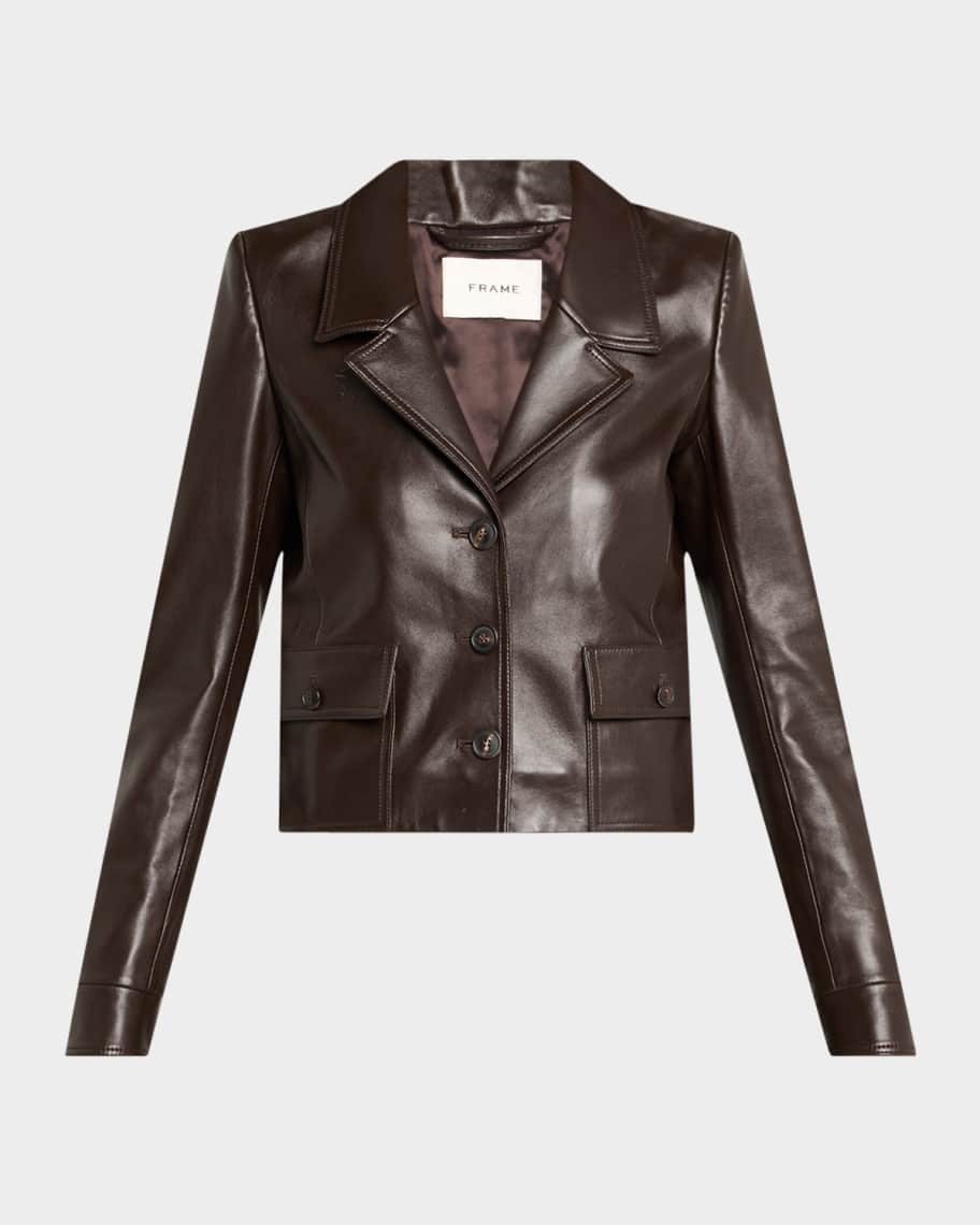 FRAME The Leather Cuffed Jacket | Neiman Marcus