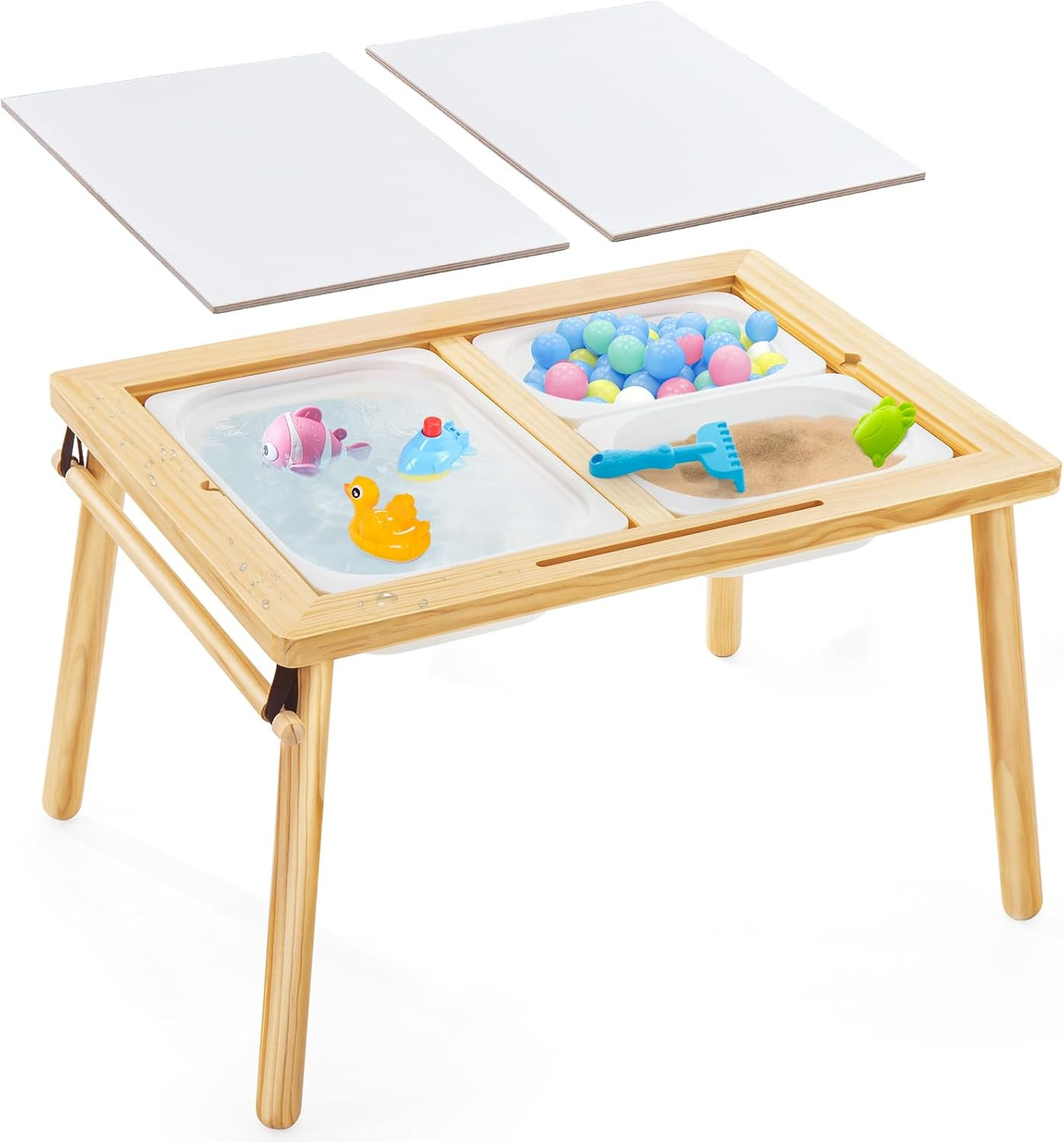 Kids Sensory Table - Varnish Surface with 7 Sand Toys, Toddler Activity Play Sand Table, Storage ... | Amazon (US)