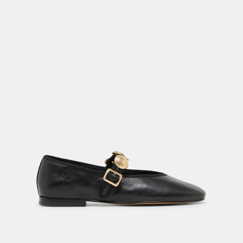 RELAN BALLET FLATS BLACK LEATHER | DolceVita.com