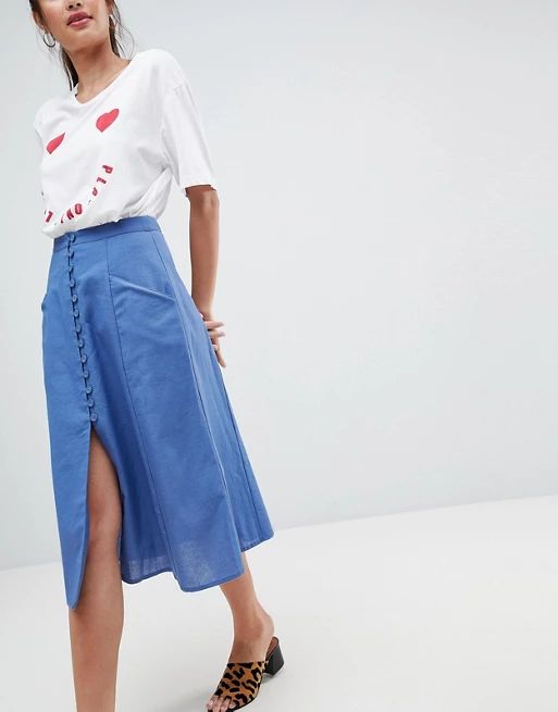 ASOS DESIGN full midi skirt with button front | ASOS US