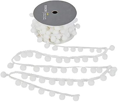 PandaHall 5 Yards(4.5m) White Pom Poms Balls Fringe Trim, Ribbon Sewing Arts and Crafts Pompoms Tass | Amazon (US)