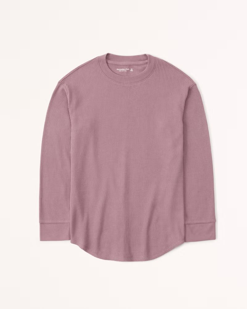 Long-Sleeve Waffle Boyfriend Tee | Abercrombie & Fitch (US)