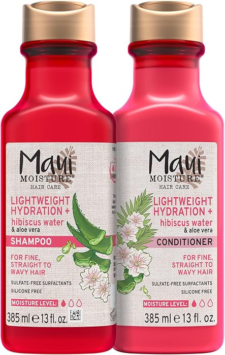 Maui Moisture Lightweight Hydration + Hibiscus Water Shampoo + Conditioner, Nourishing Aloe Vera ... | Amazon (US)