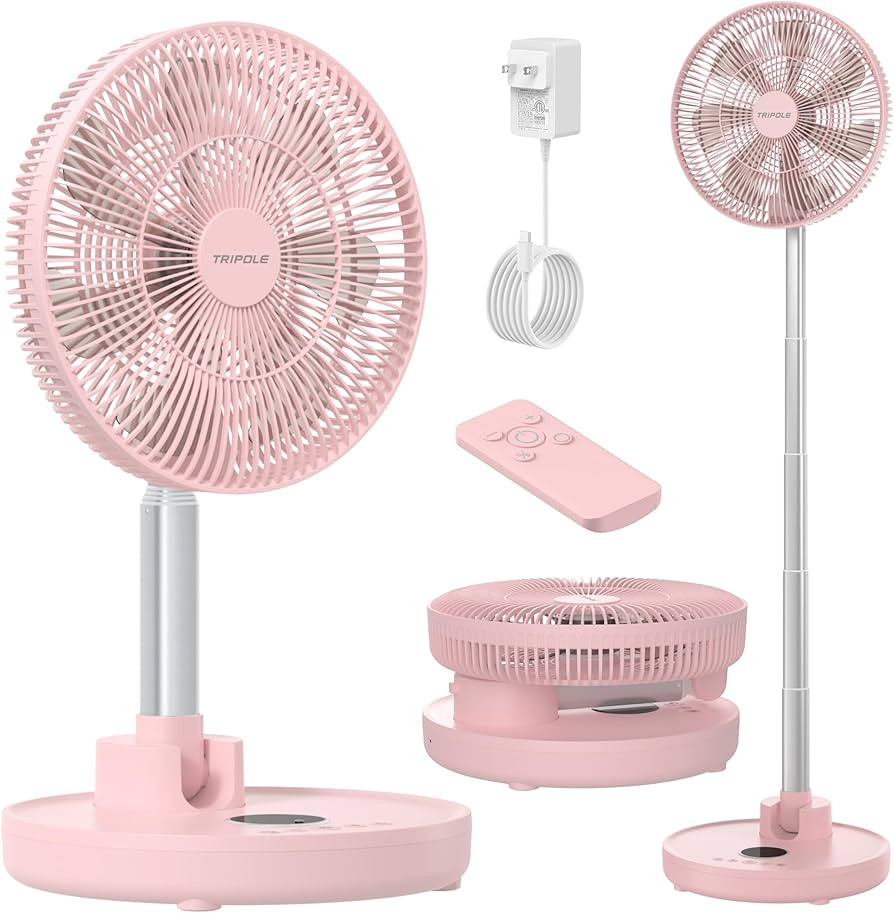 TriPole Oscillating Standing Fan 12” Pedestal Fan with Remote, 12000mAh Rechargeable Battery Op... | Amazon (US)