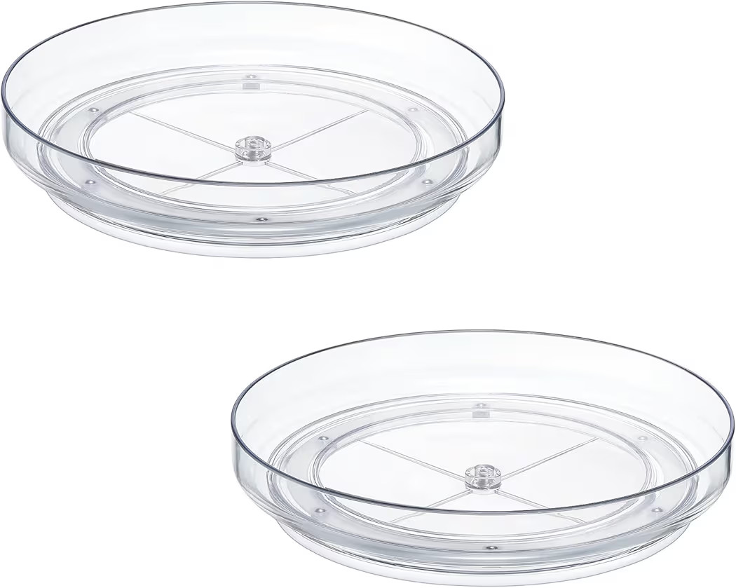 2 Pack 9 Inch Clear Acrylic Lazy Susan, Non-Skid Turntable Organizer for Cabinet, Kitchen, Pantry... | Amazon (US)