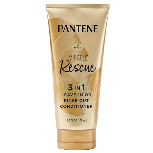 Pantene Miracle Rescue 3 in 1 Leave In Conditioner, Rinse off Conditioner, Heat Protectant for Hair, Detangler, Anti Frizz, Moisturizing, For All Hair Types, Safe for Color Treated Hair, 6.0 fl oz | Amazon (US)