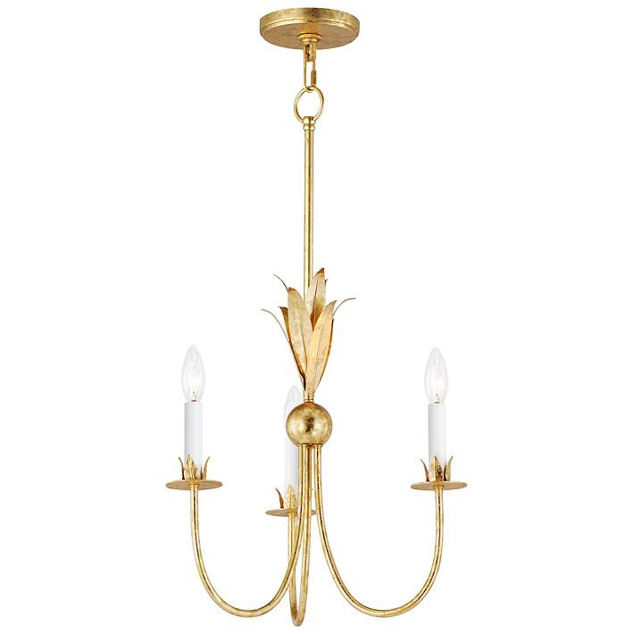 Maxim Paloma 16" Wide Gold Leaf 3-Light Chandelier | Lamps Plus