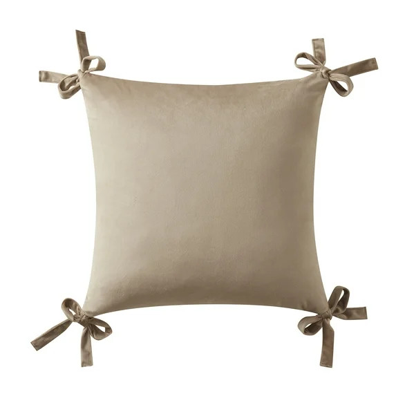 My Texas House 20" x 20" Taupe Velvet Bow Decorative Pillow Cover | Walmart (US)