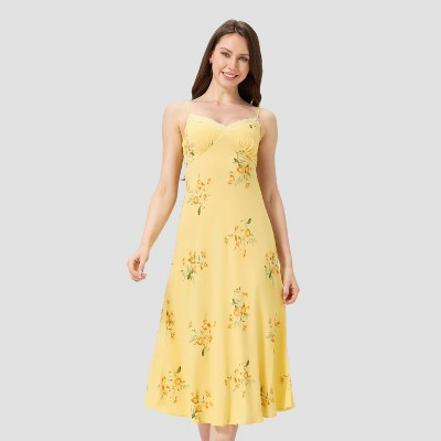 Women's Lace Trim Midi Sundress - A New Day™ Yellow Floral XL | Target