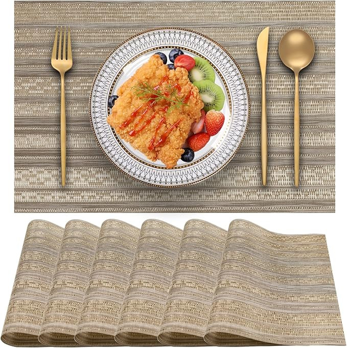 Blibalaskr Placemats, Table Mats Set of 6, Heat Resistant Place Mats, Non Slip Washable Placemat,... | Amazon (US)
