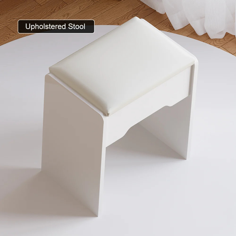 Modern White Makeup Vanity Set with Charging Station & Mirror | Homary