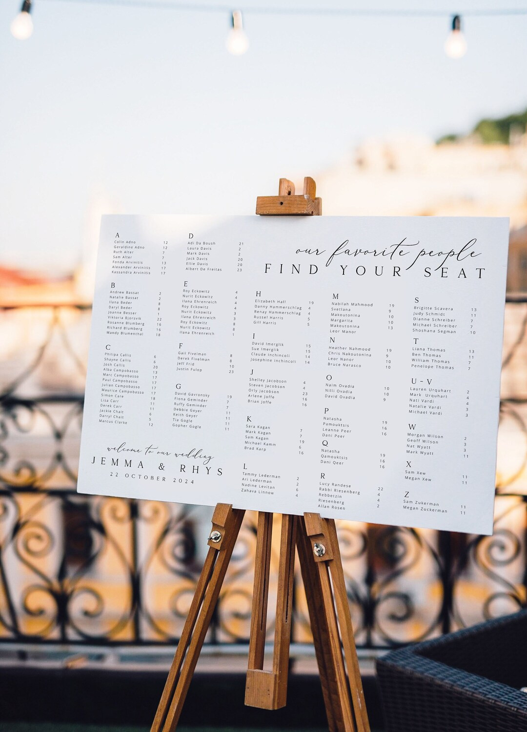 HIGHGATE Alphabetical Wedding Seating Chart Template, Our Favorite People Seating Plan, Printable... | Etsy (US)