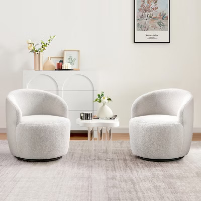 Fannie Set Of 2 Teddy Swivel Chair,25.60'' Wide Small Size Teddy Accent Chairs,Upholstered 360° ... | Target