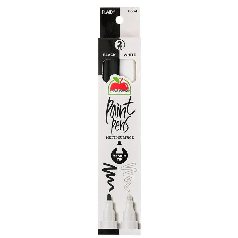 Apple Barrel Multi-Surface Medium Tip Paint Pens Set, Black & White, 2 Piece | Walmart (US)