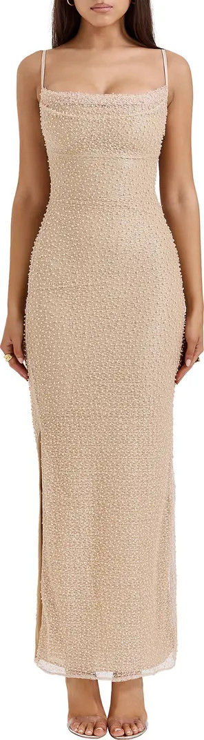 Calla Beaded Mesh Overlay Gown | Nordstrom