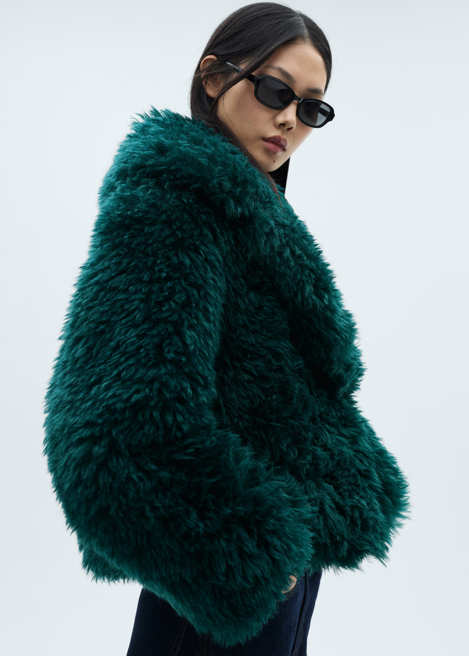 Fur-effect coat with lapels - Women | MANGO USA | Mango (US/MX/AU)