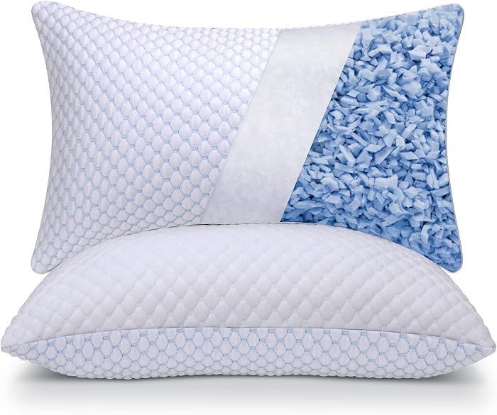 OSBED Cooling Adjustable Shredded Memory Foam Pillows Queen Size Set of 2 - Temperature-Regulatin... | Amazon (US)