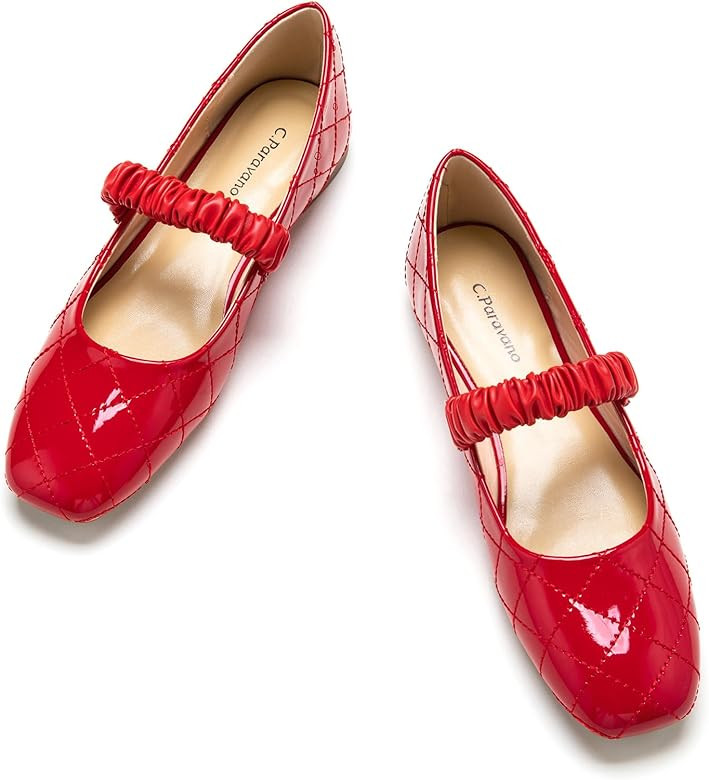 C.Paravano Mary Jane Shoes for Women | Women Flats | Womens Square Toe Flats | Leather Mary Jane | Amazon (US)