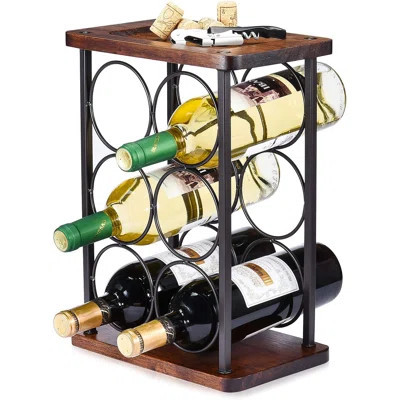 Countertop Wine Rack, Wood Wine Bottle Holder, Perfect For Home Decor & Kitchen Storage Rack, Bar, Cellar, Cabinet, Pantry, Etc (Hold 6 Bottles) | Wayfair North America