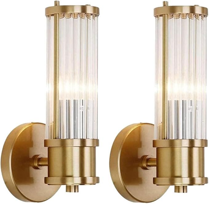 KlkrzJwy Modern Minimalist Gold Crystal Wall Sconce Light Crystal Glass & Gold Base Wall Lamps ... | Amazon (CA)
