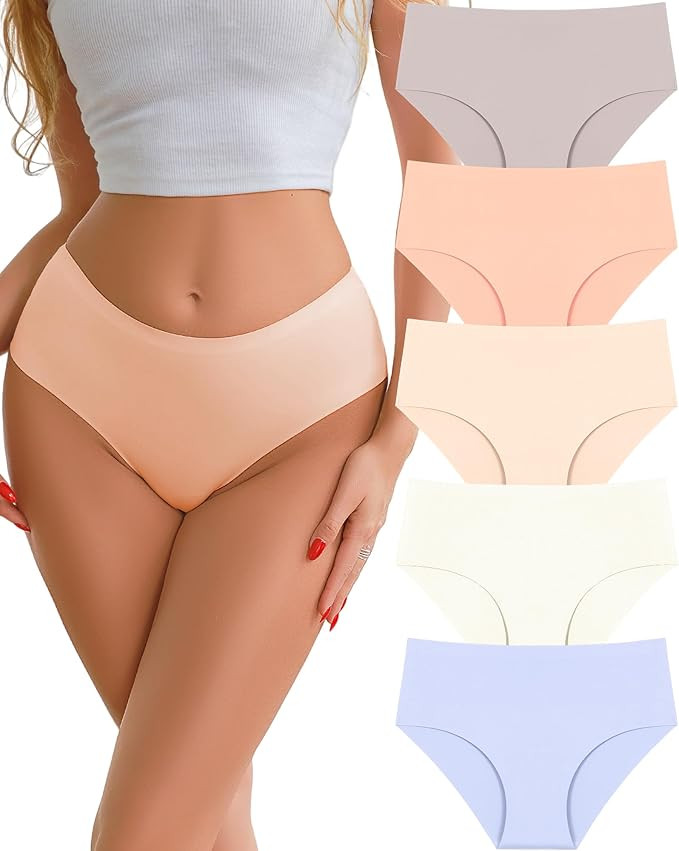UNDER THE SEA Seamless Underwear for Women Plus Size Mid Rise Lingerie Brief Sexy No Show Panties... | Amazon (US)