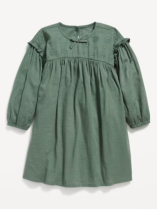 Long-Sleeve Ruffle-Trim Swing Dress for Toddler Girls | Old Navy (US)