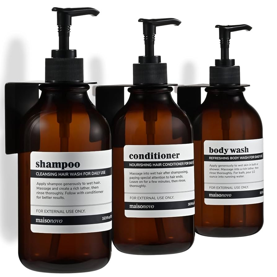 MaisoNovo Shampoo and Conditioner Dispenser - Shower Soap Dispenser Wall Mounted - 16.9 fl oz Set... | Amazon (US)