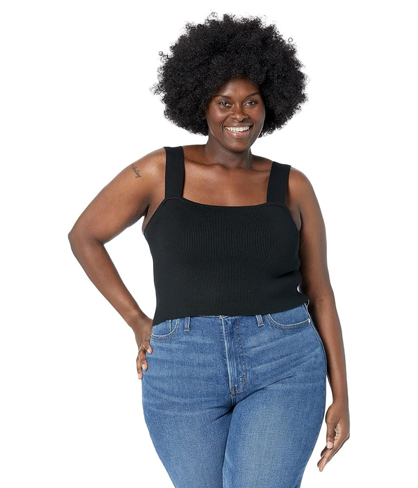 Madewell Dearing Square-Neck Crop Sweater Tank True Black LG (Women's 10-12) | Amazon (US)